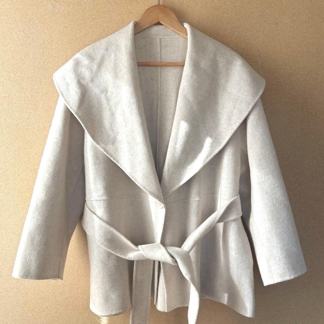 Plage ハミルトンワイドカラーショートコート ウール ベルト付 36