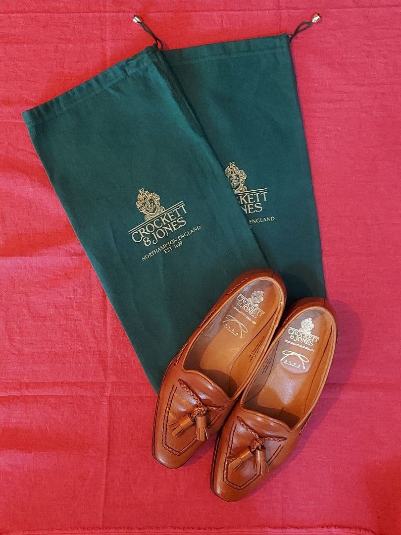 Crockett & Jones ブラウンレザー ローファー 保存袋付き - メルカリ