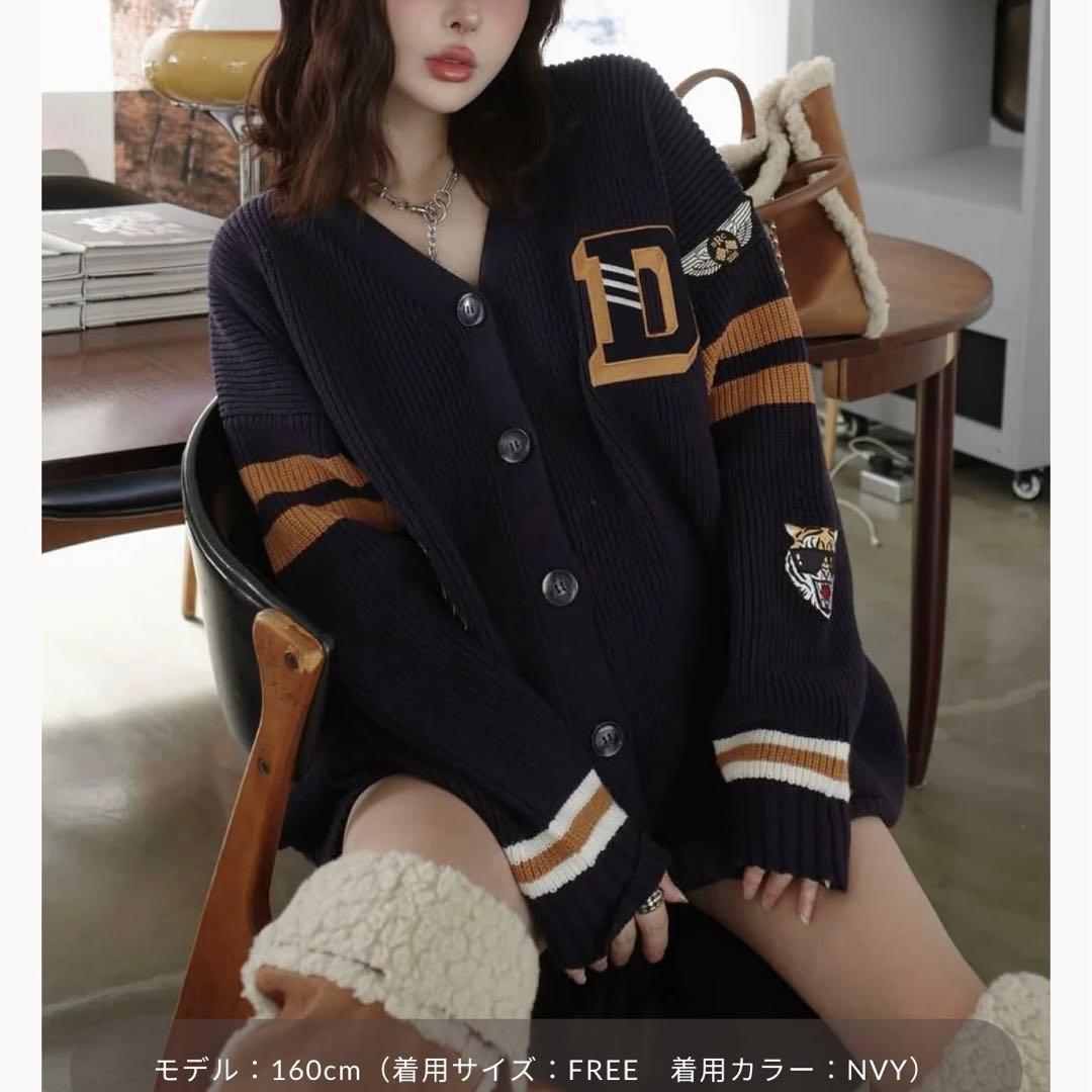 darich ダーリッチ カレッジワッペンVネックニットカーディガン