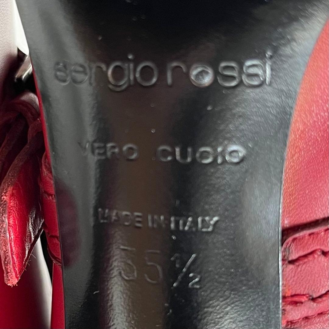極美品】Sergio rossiレッド 本革ロング ブーツ 22.5ベルト装飾 - メルカリ