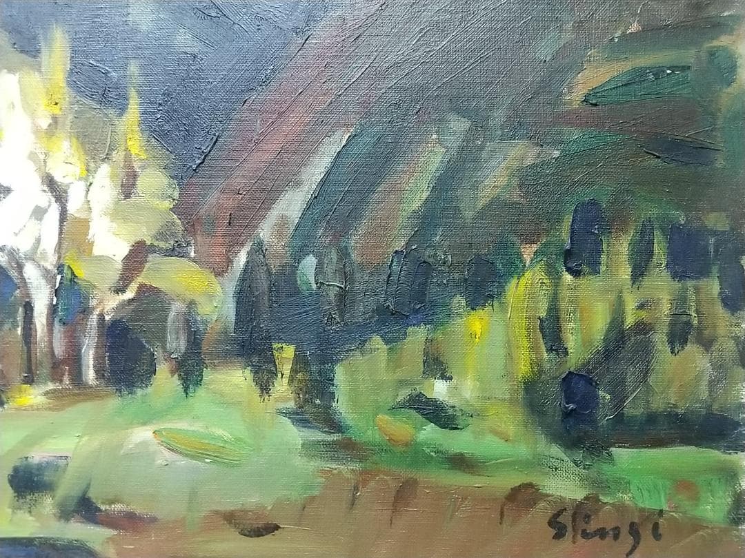 谷川の残雪」1962 F8 絵画 油絵 油彩画 風景画 アート 谷川岳 - メルカリ