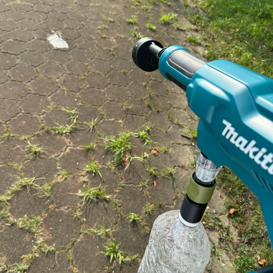 マキタ18V充電式洗浄機用ペットボトルアダプター&クリップ紛失防止