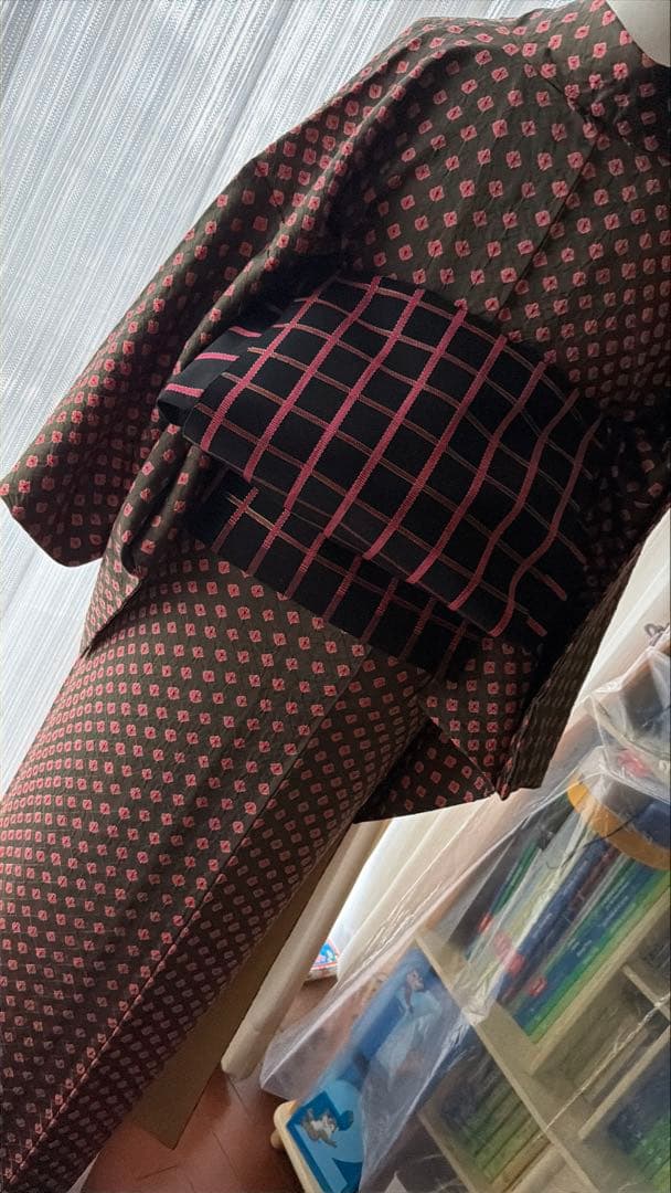 よし様専用 正絹 小紋 着物 チョコブラウン×ピンク 総絞り 単品 - メルカリ