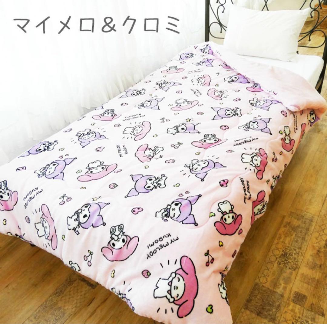 毛布にもなるサンリオマイメロとクロミ あったかフランネル総柄