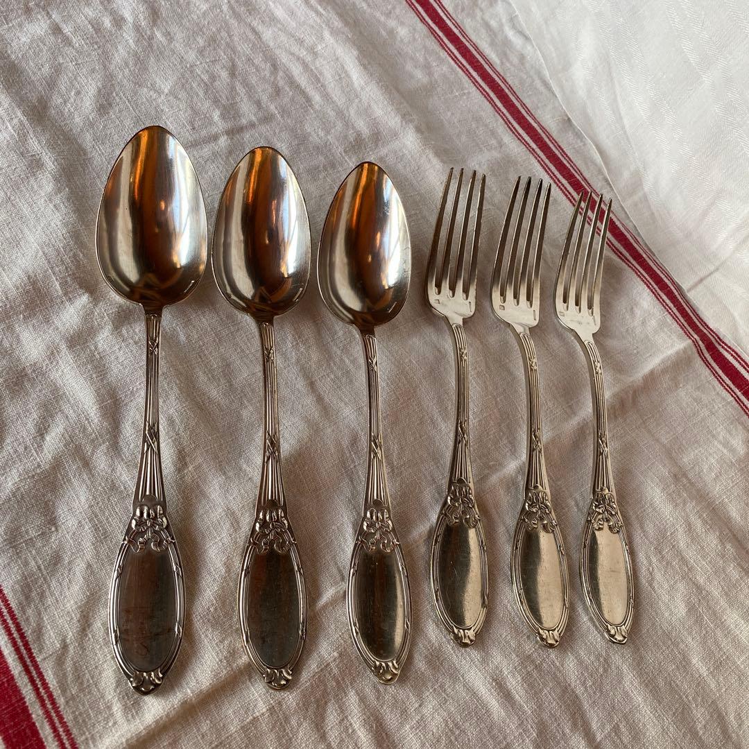 アンティーク　フランス製シルバープレートカトラリーセット各3本 フランス シルバープレート
