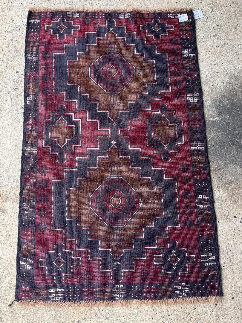 訳ありヴィンテージ 91×149cm バルーチ族 トライバルラグ 手織り ウール
