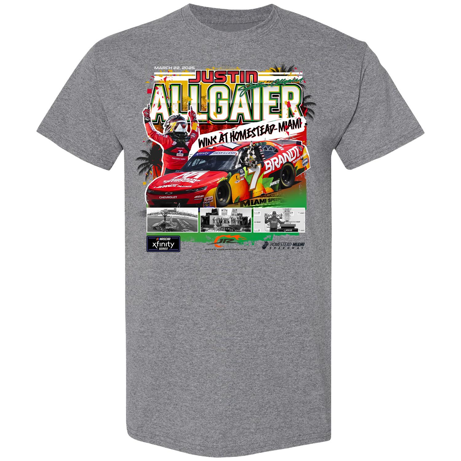 Justin Allgaier #7 2025 Homestead-Miami Spring RACE WIN T-shirt