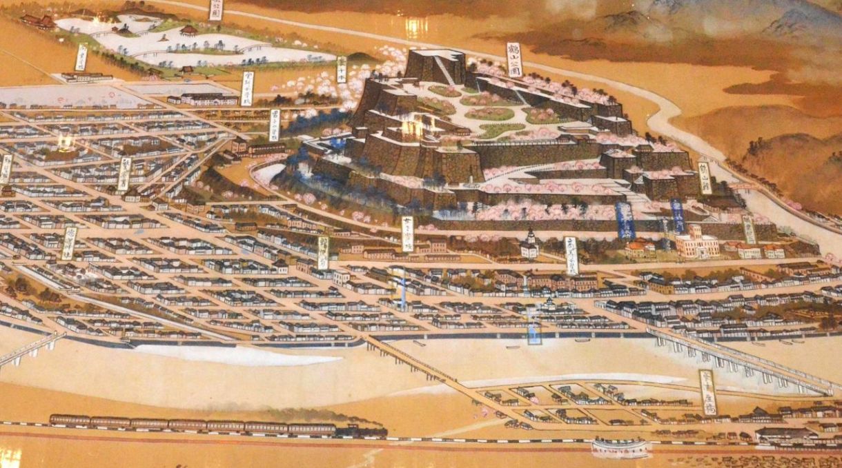 昭和初期の津山の姿伝える 郷土博物館で「鳥瞰図」展示：山陽新聞