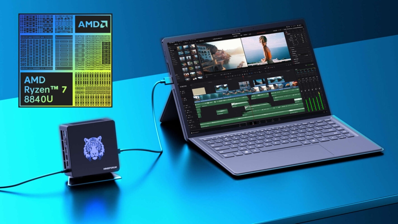 Minisforum V3 with AMD's new Ryzen 7 8840U 'Hawk Point' APU