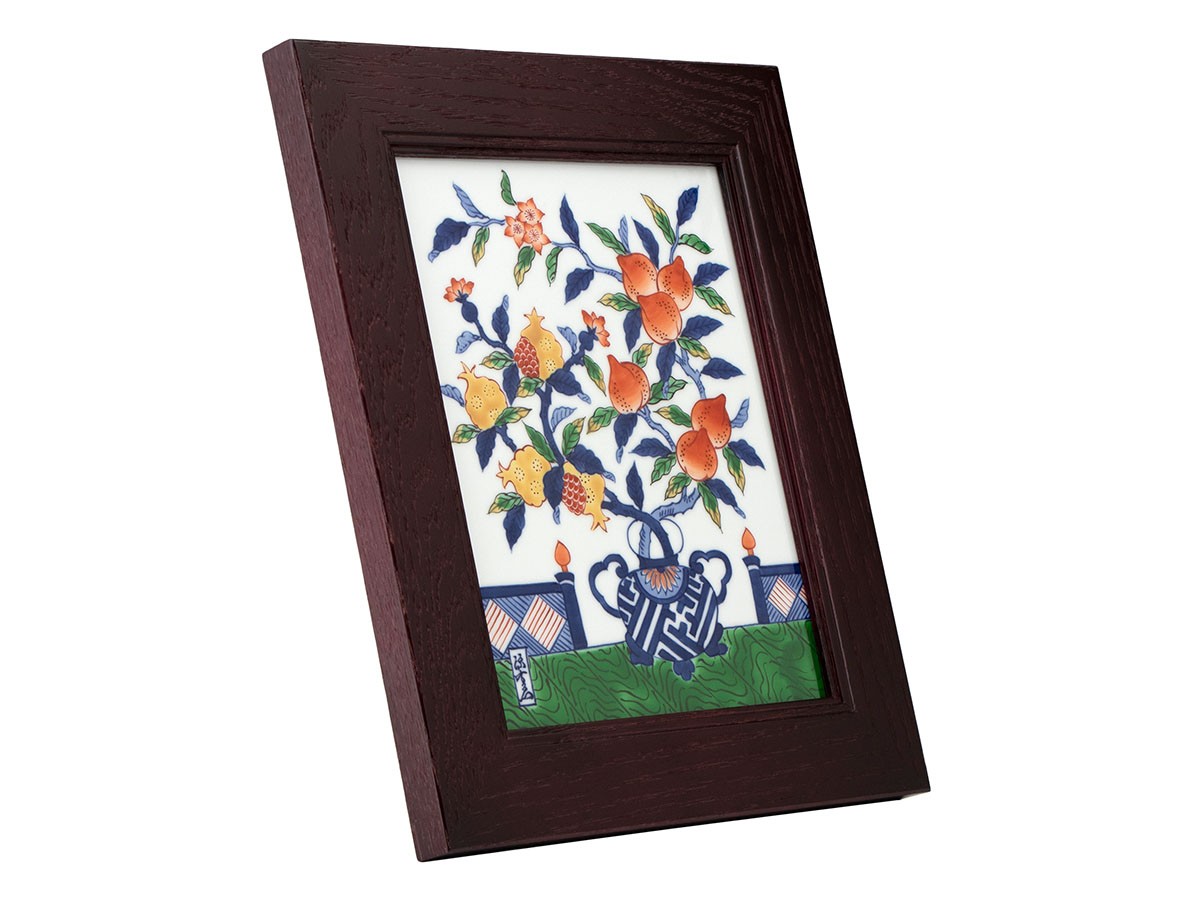 源右衛門窯 染錦瑞果文 陶額 / げんえもんがま 染錦瑞果文 陶額