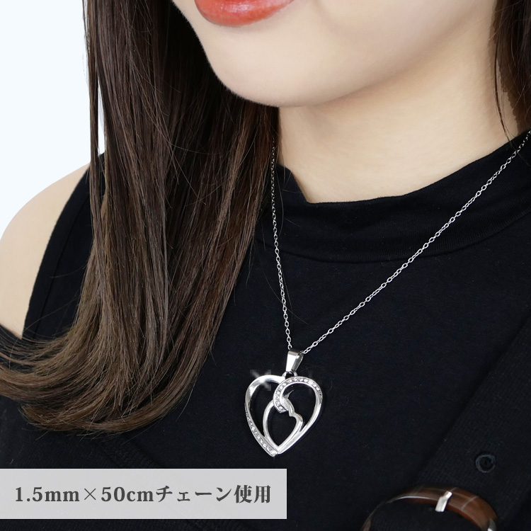 ステンレスペンダント ダブルハートジュエルペンダントトップ