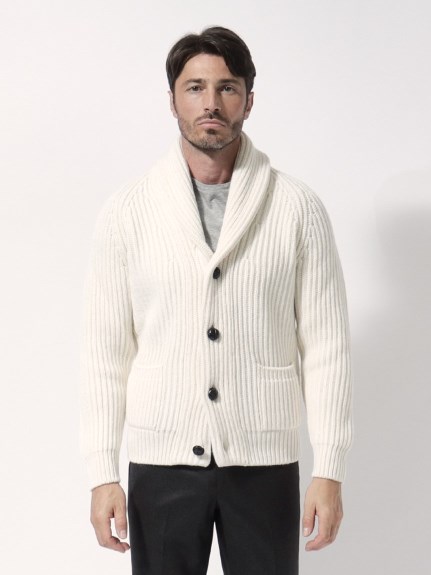 3ゲージ】ウールカシミヤショールカラーニット（ニット）｜MC GEORGE