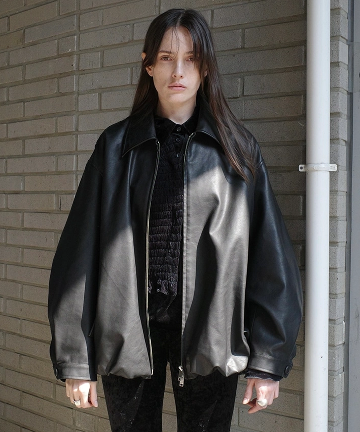 FAKE LEATHER BALLOON JACKET(1 BLACK): CLANE: WOMENS｜ STUDIOUS