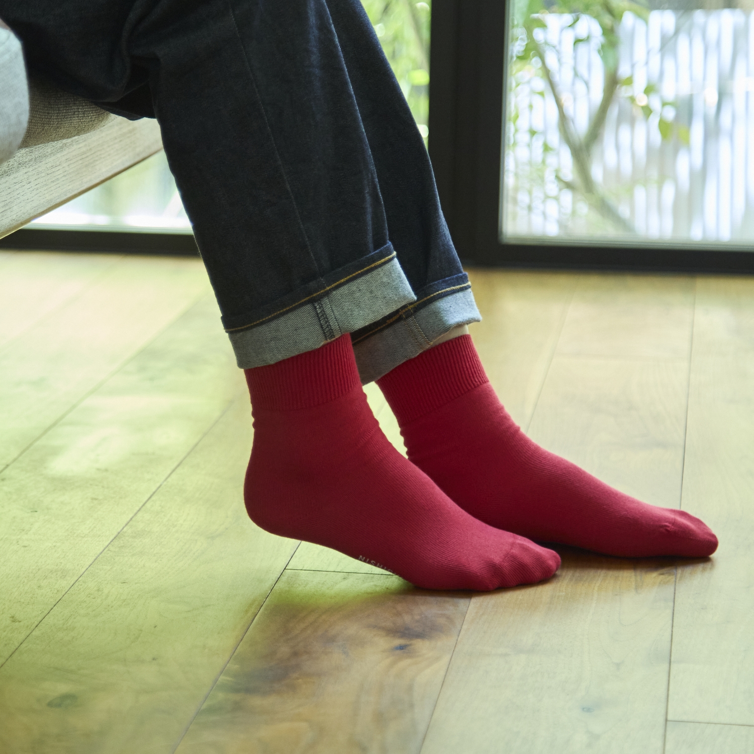 NISHIGUCHI KUTSUSHITA/エジプトコットンプレーンソックス -つま先が