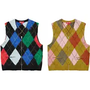Brushed Argyle Zip Up Vest | Supreme 24ss