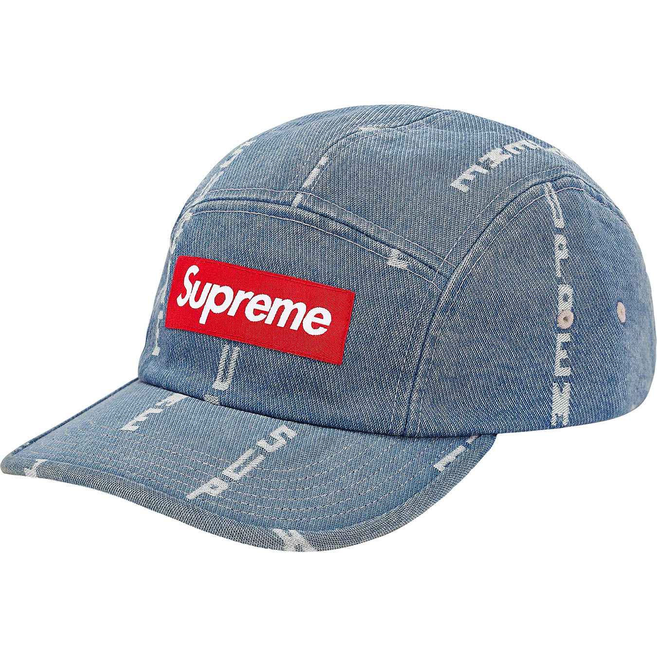 Logo Stripe Jacquard Denim Camp Cap | Supreme 20fw