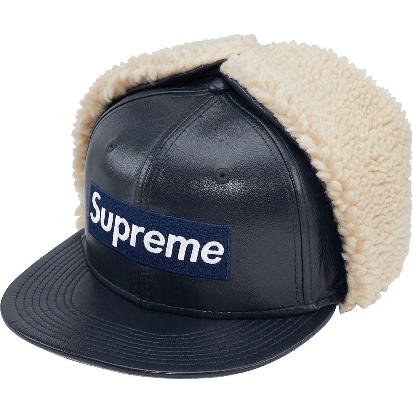 Leather Earflap Box Logo New Era® | Supreme 22fw